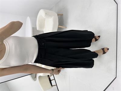 Kemerli Siyah Bermuda Pantolon 