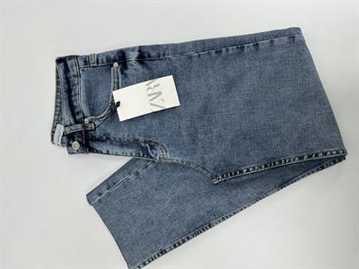 Kesik Paça Boyfit Koyu Mavi  Jean 
