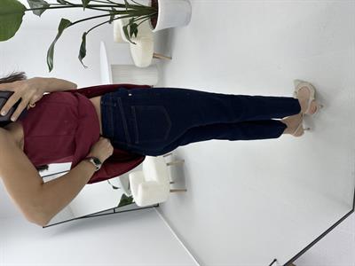 Kesik Paça Boyfit Lacivert Jean 