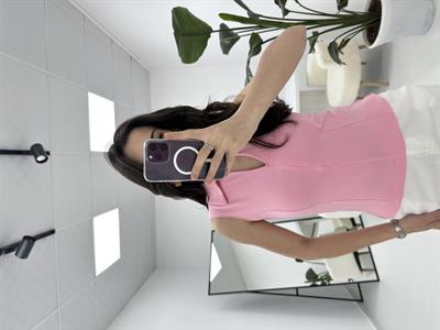Kolsuz Fermuarlı Pembe Bluz