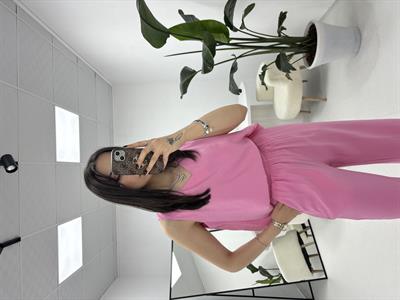 Kolsuz Tensel Kumaş Pembe Takım