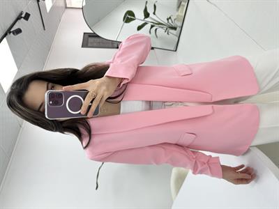 Kolu Büzgü Detaylı Pembe Blazer Ceket