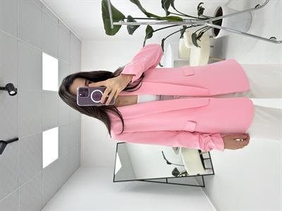 Kolu Büzgü Detaylı Pembe Blazer Ceket