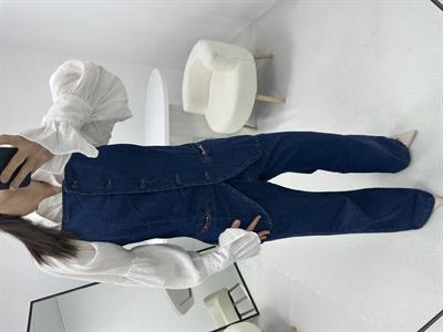 Kot Denim Mavi Yelek Pantolon Takım 