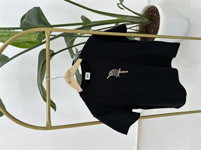 Kuş İşlemi T-shirt Siyah