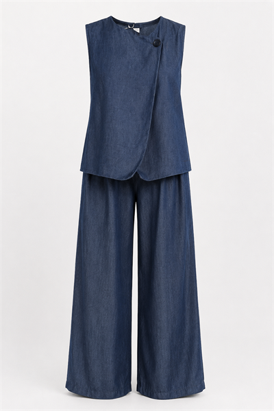 Lacivert Yelek Pantolon Denim Takım