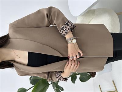 Leopar Astarlı Kahve Ceket 