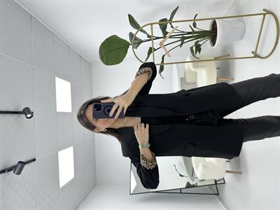 Leopar Astarlı Siyah Ceket 