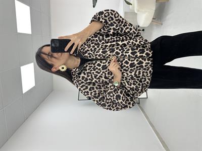 Leopar Desenli Bomber Ceket 