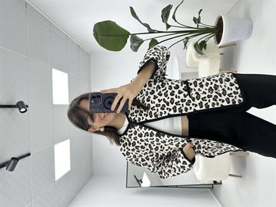 Leopar Desenli Bomber Ceket 
