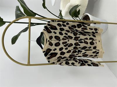 Leopar Desenli Düğme Detaylı Sakal Hırka 