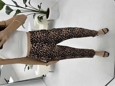 Leopar Desenli Flato Pantolon 