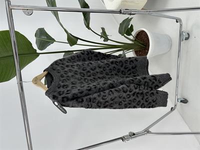 Leopar Desenli Şardonlu  Antrasit Kazak