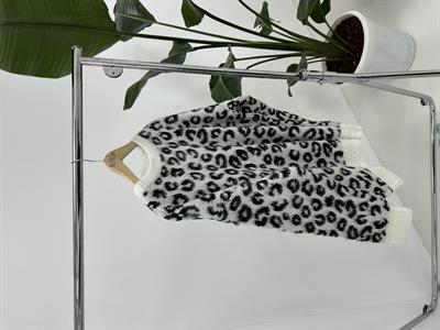 Leopar Desenli Şardonlu Beyaz  Kazak