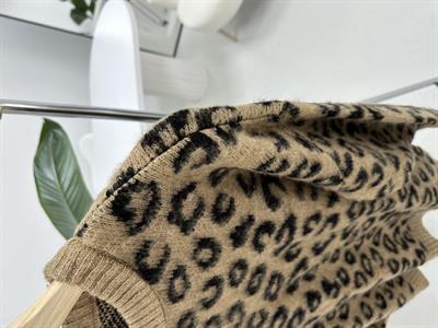 Leopar Desenli Şardonlu Camel Kazak