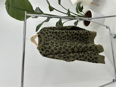 Leopar Desenli Şardonlu Haki  Kazak