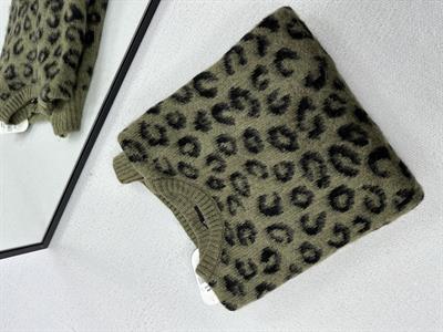 Leopar Desenli Şardonlu Haki  Kazak