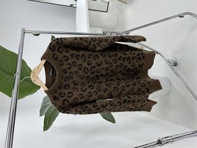 Leopar Desenli Şardonlu Kahverengi  Kazak