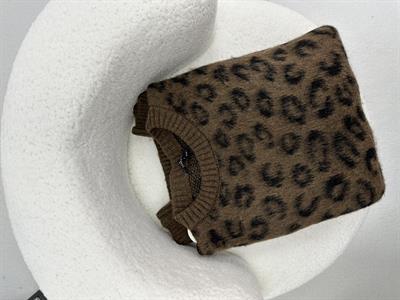 Leopar Desenli Şardonlu Kahverengi  Kazak
