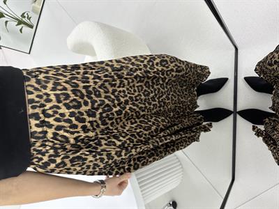Leopar Desenli Saten Etek