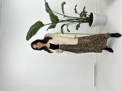 Leopar Desenli Saten Etek