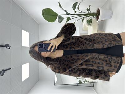 Leopar Desenli Kürklü Kaban