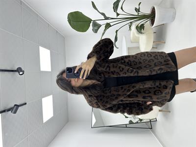 Leopar Desenli Kürklü Kaban
