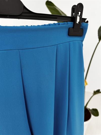 Mavi Beli Lastikli Pilili Pantolon
