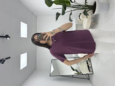 Modal Kumaş Mürdüm T-shirt 