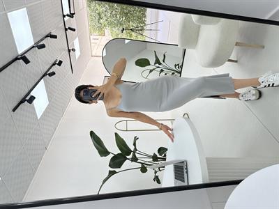 Modal Kumaş İnce Askılı Gri Elbise
