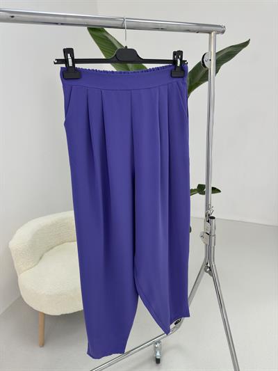 Mor Beli Lastikli Pilili Pantolon