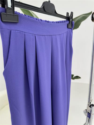 Mor Beli Lastikli Pilili Pantolon