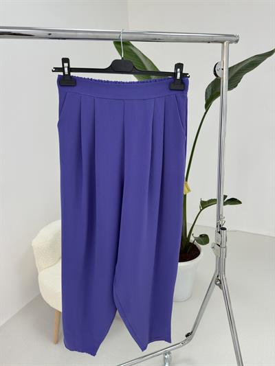 Mor Beli Lastikli Pilili Pantolon