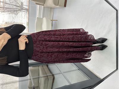 Nakış Detaylı Bordo  Etek 