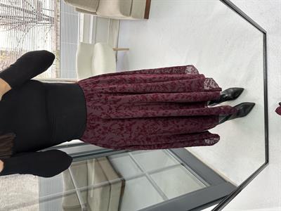 Nakış Detaylı Bordo  Etek 