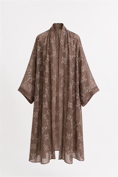 Nakış İşlemeli Kahverengi   Kimono