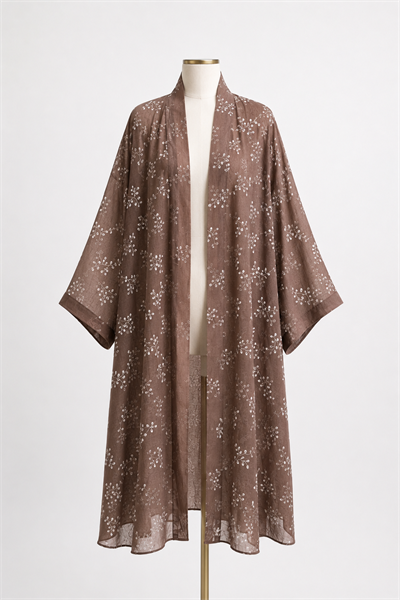 Nakış İşlemeli Kahverengi   Kimono