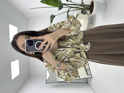 Oversize Yeşil Kahve Gömlek
