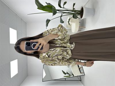 Oversize Yeşil Kahve Gömlek