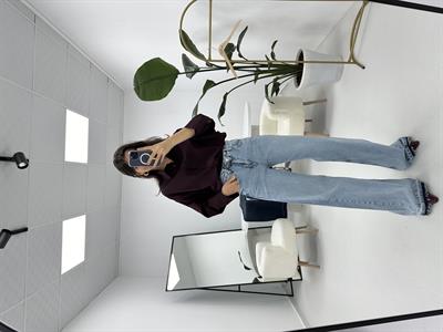 Paça Detaylı Palazzo Buz Mavisi Jean 