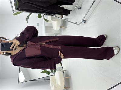Paraşüt Detaylı Bordo Triko Takım