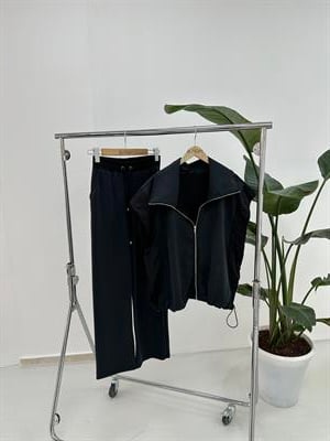 Paraşüt Detaylı Modal Kumaş Antrasit Takım