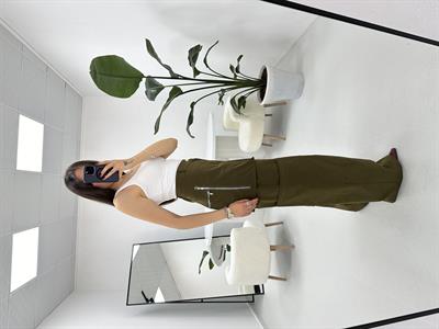 Paraşüt Kumaş Fermuarlı Haki Pantolon 