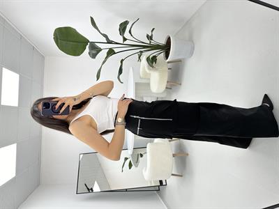 Paraşüt Kumaş Fermuarlı Siyah  Pantolon 