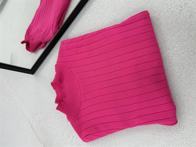 Pembe Uzun Kol Triko Kazak