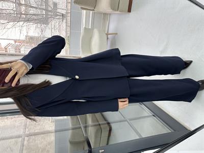 Pile Detaylı Lacivert Ceket