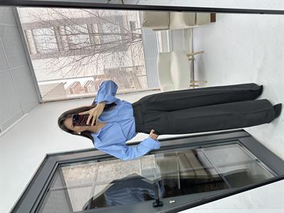 Pileli Palazzo Füme Kumaş Pantolon
