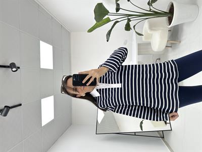 Polo Yaka Çizgili Lacivert Beyaz ÇizgiliSweatshirt 