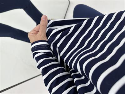 Polo Yaka Çizgili Lacivert Beyaz ÇizgiliSweatshirt 