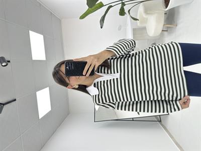 Polo Yaka Çizgili Yeşil Beyaz ÇizgiliSweatshirt 